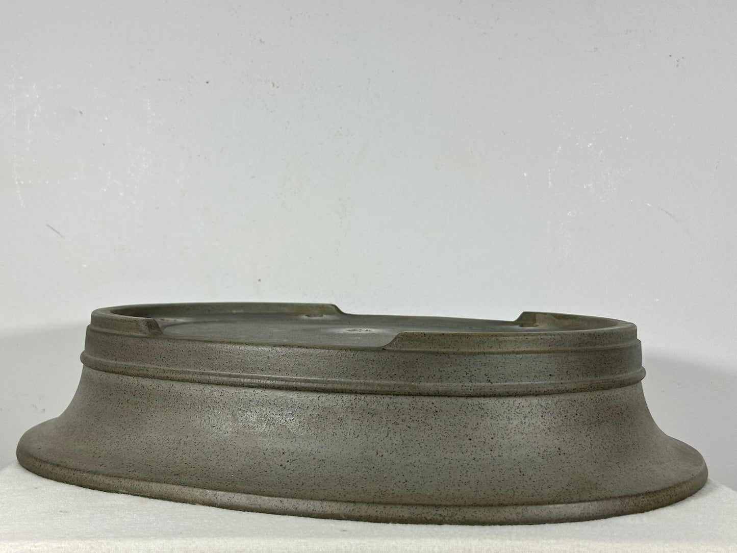 Preowned Japanese Tokoname Unglazed Oval Bonsai Pot Seizan - 17.25” By 14.25”