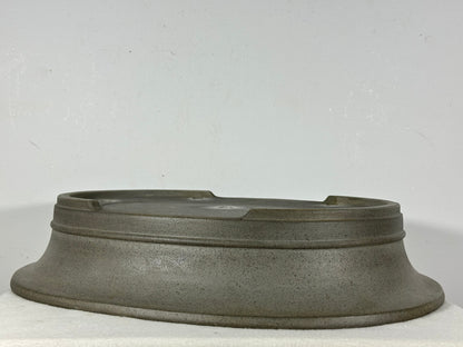 Preowned Japanese Tokoname Unglazed Oval Bonsai Pot Seizan - 17.25” By 14.25”