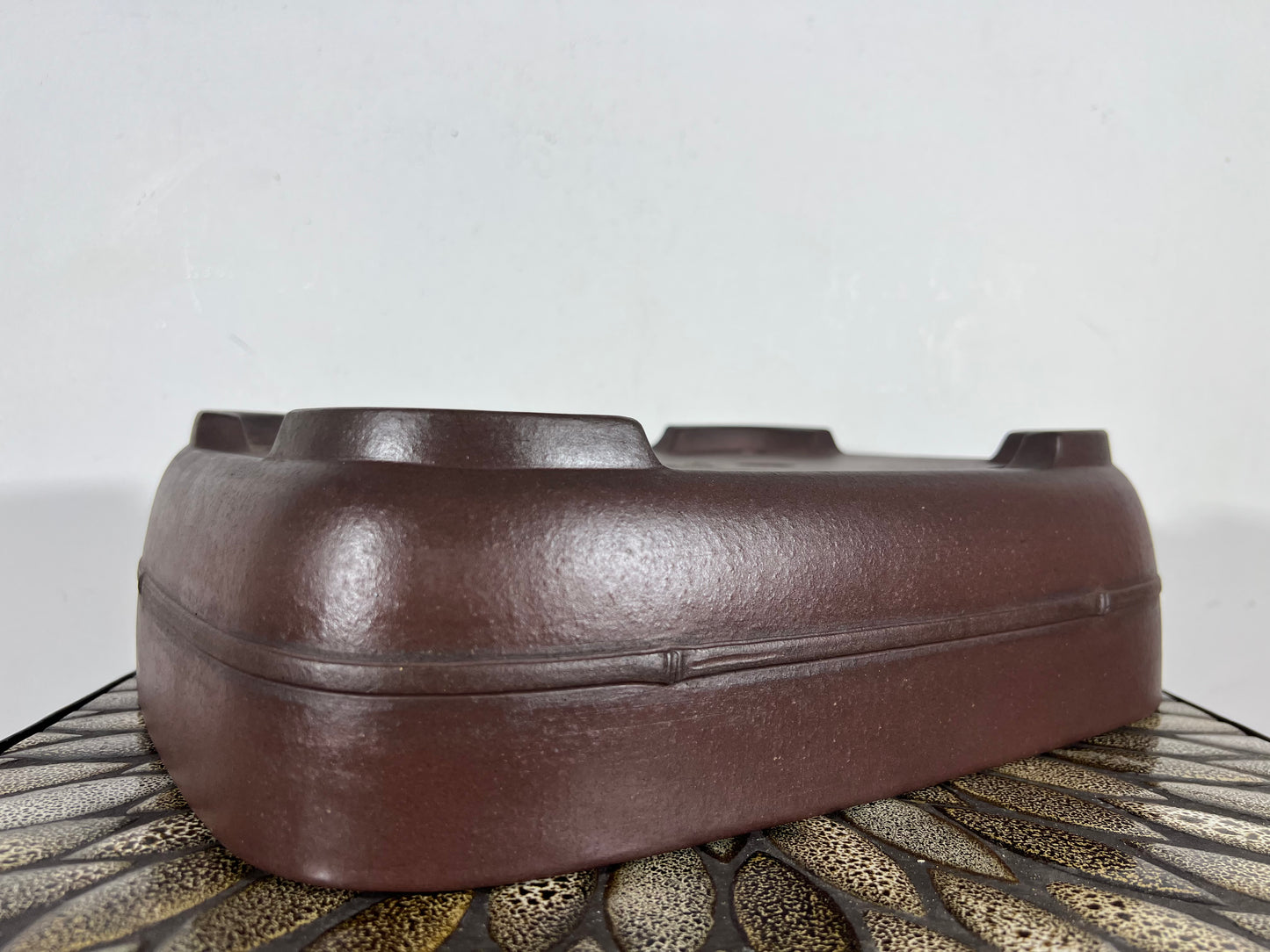 Preowned Japanese Tokoname Unglazed Rectangular Bonsai Pot Yamaaki - 13.75” By 11”