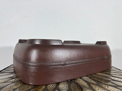Preowned Japanese Tokoname Unglazed Rectangular Bonsai Pot Yamaaki - 13.75” By 11”