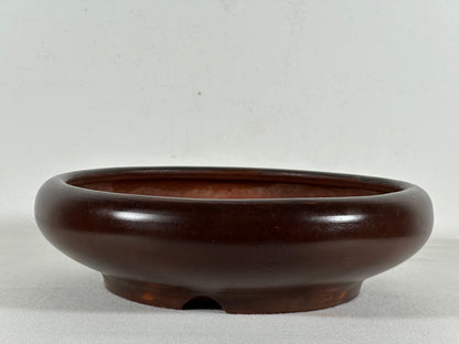 Preowned Japanese Tokoname Unglazed Round Bonsai Pot Itutoen - 8.5” By 2 3/8”