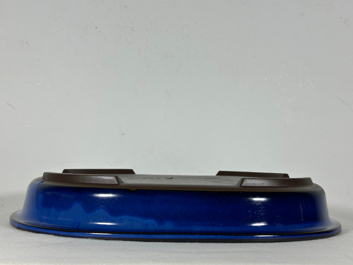 Preowned Japanese Tokoname Glazed Shallow Oval Bonsai Pot - 13.75” By 11”