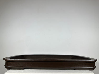 Preowned Japanese Tokoname Unglazed Rectangular Shallow Bonsai Pot Seizan - 21.5” By 14.5”