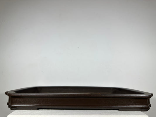 Preowned Japanese Tokoname Unglazed Rectangular Shallow Bonsai Pot Seizan - 21.5” By 14.5”