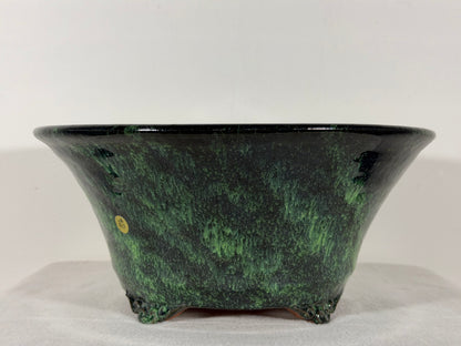 New Japanese Tokoname Glazed Round Bonsai Pot Syuhou Yoshimura - 13.5” By 5.75”