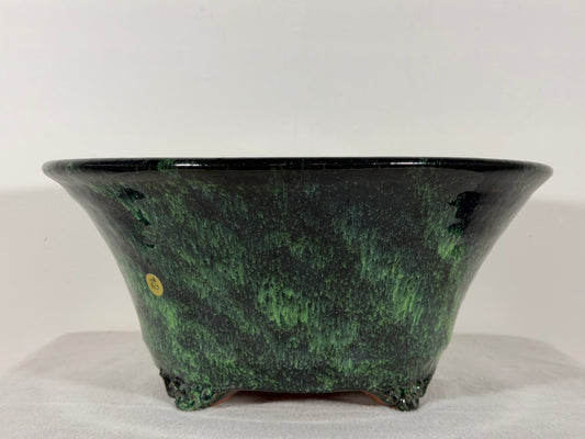 New Japanese Tokoname Glazed Round Bonsai Pot Syuhou Yoshimura - 13.5” By 5.75”
