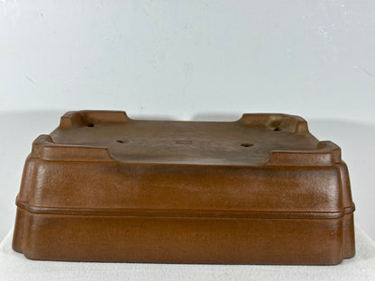 Preowned Japanese Tokoname Unglazed Rectangular Bonsai Pot Seizan - 14.5” By 11”