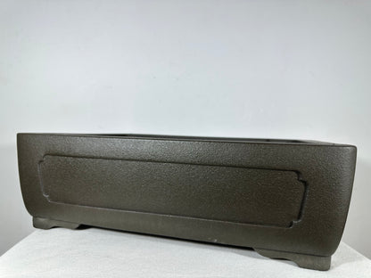 Preowned Vintage Japanese Tokoname Unglazed Rectangular Bonsai Pot Yamaaki - 16.5” By 12.25”