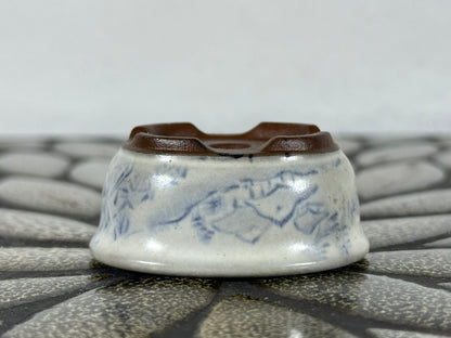 Preowned Japanese Tokoname Glazed Oval Bonsai Pot with Stamp - 2” By 1.75”