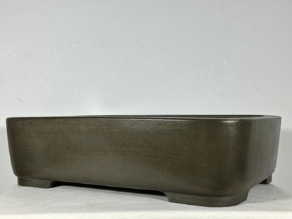 Preowned Japanese Tokoname Unglazed Rectangular Bonsai Pot Seizan - 16.25” By 11.75”