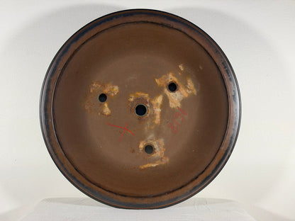 Preowned Vintage Japanese Tokoname Unglazed Round Bonsai Pot Tazan - 15.75” By 4.25”