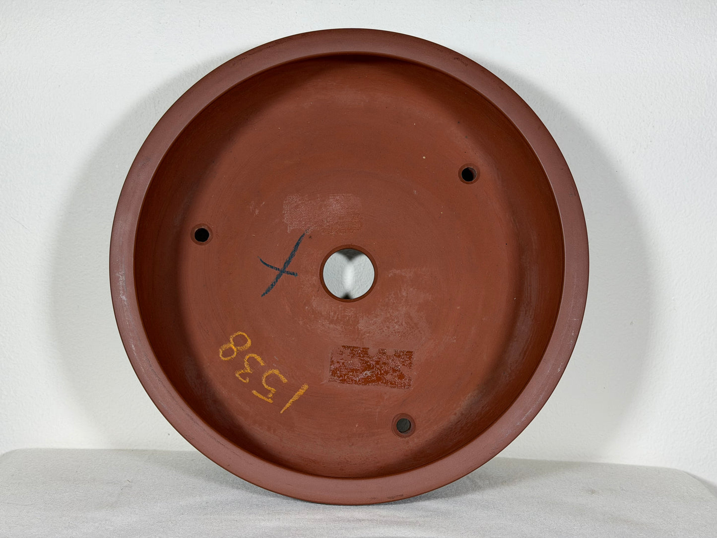 Preowned Japanese Tokoname Unglazed Drum Style Bonsai Pot Itutouen - 10.25” By 2 7/8”