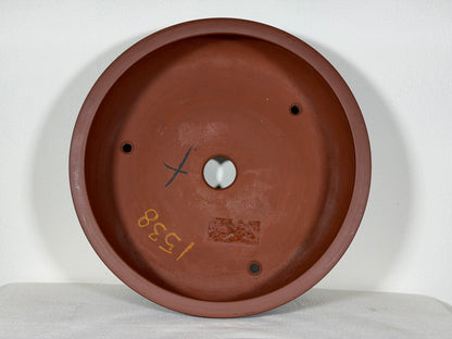 Preowned Japanese Tokoname Unglazed Drum Style Bonsai Pot Itutouen - 10.25” By 2 7/8”