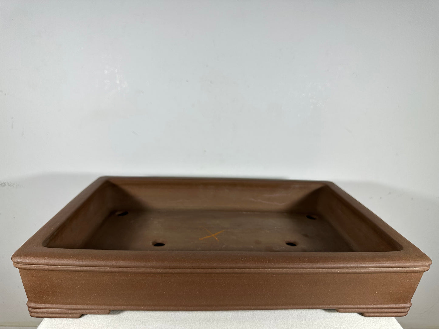 Preowned Japanese Tokoname Unglazed Rectangular Shallow Bonsai Pot Seizan - 18.75” By 12.75”