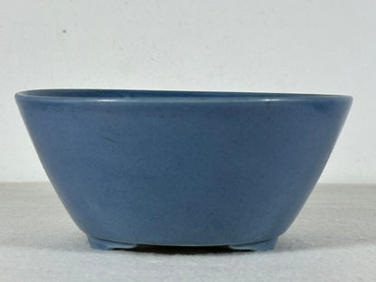 Preowned Old China Glazed Round Bonsai Pot with Stamps - 5.75” By 2.5”