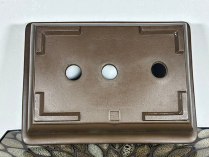 Preowned Japanese Tokoname Unglazed Rectangular Bonsai Pot Senkoen - 12” By 8.75”