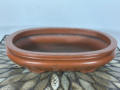 Preowned Japanese Tokoname Unglazed Bag Style Bonsai Pot Yamaaki - 11.75” By 8”