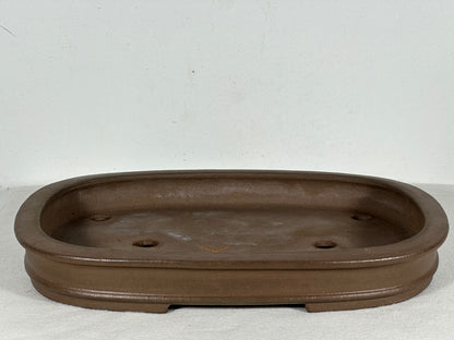 Preowned Japanese Tokoname Unglazed Rectangular Shallow Bonsai Pot Seizan - 12.25” By 9”