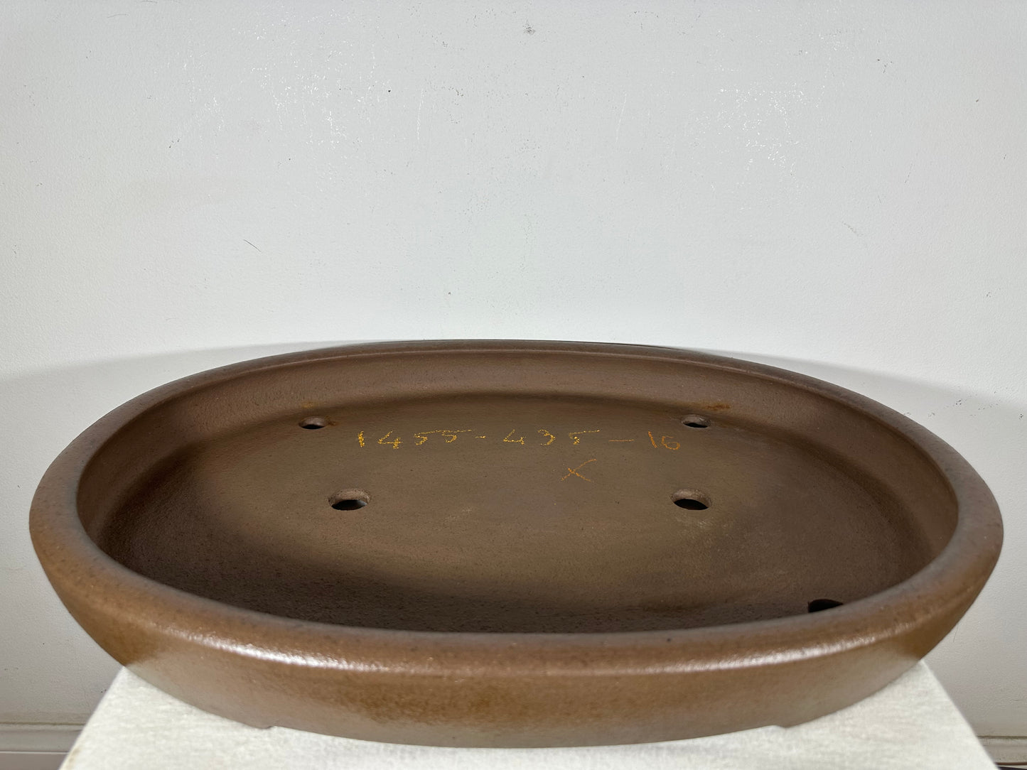 Preowned Japanese Tokoname Unglazed Oval Shallow Bonsai Pot Seizan - 22.5” By 16.25”