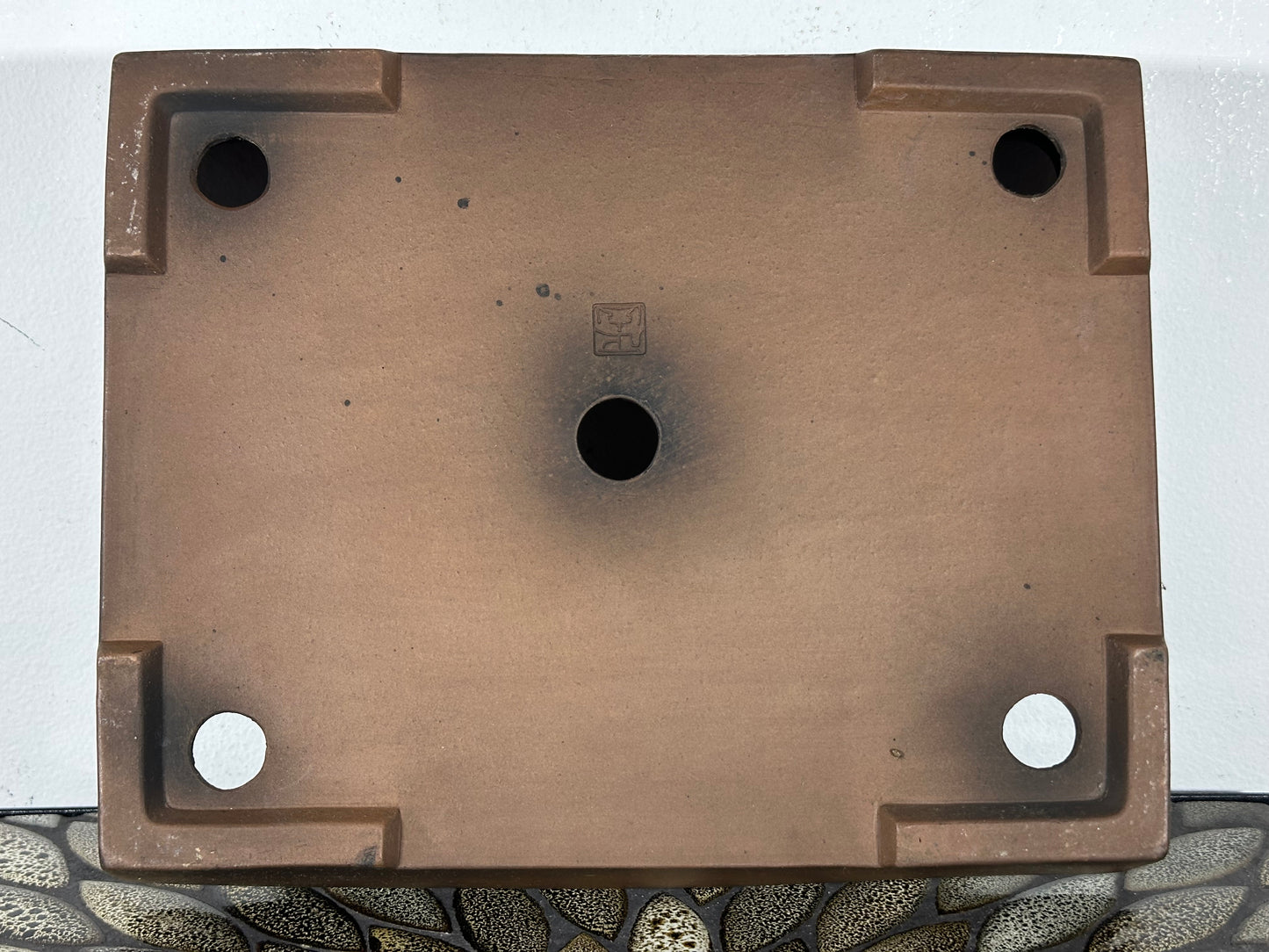 Preowned Japanese Tokoname Unglazed Rectangular Bonsai Pot Syouzan - 11.25” By 9”