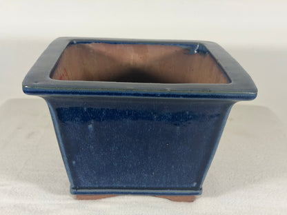 Preowned Japanese Tokoname Glazed Square Bonsai Pot Youzan - 7.75” By 5.25”