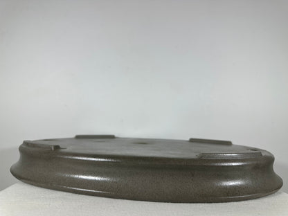 Preowned Japanese Tokoname Unglazed Shallow Oval Bonsai Pot Seizan - 20.5” By 14.5”