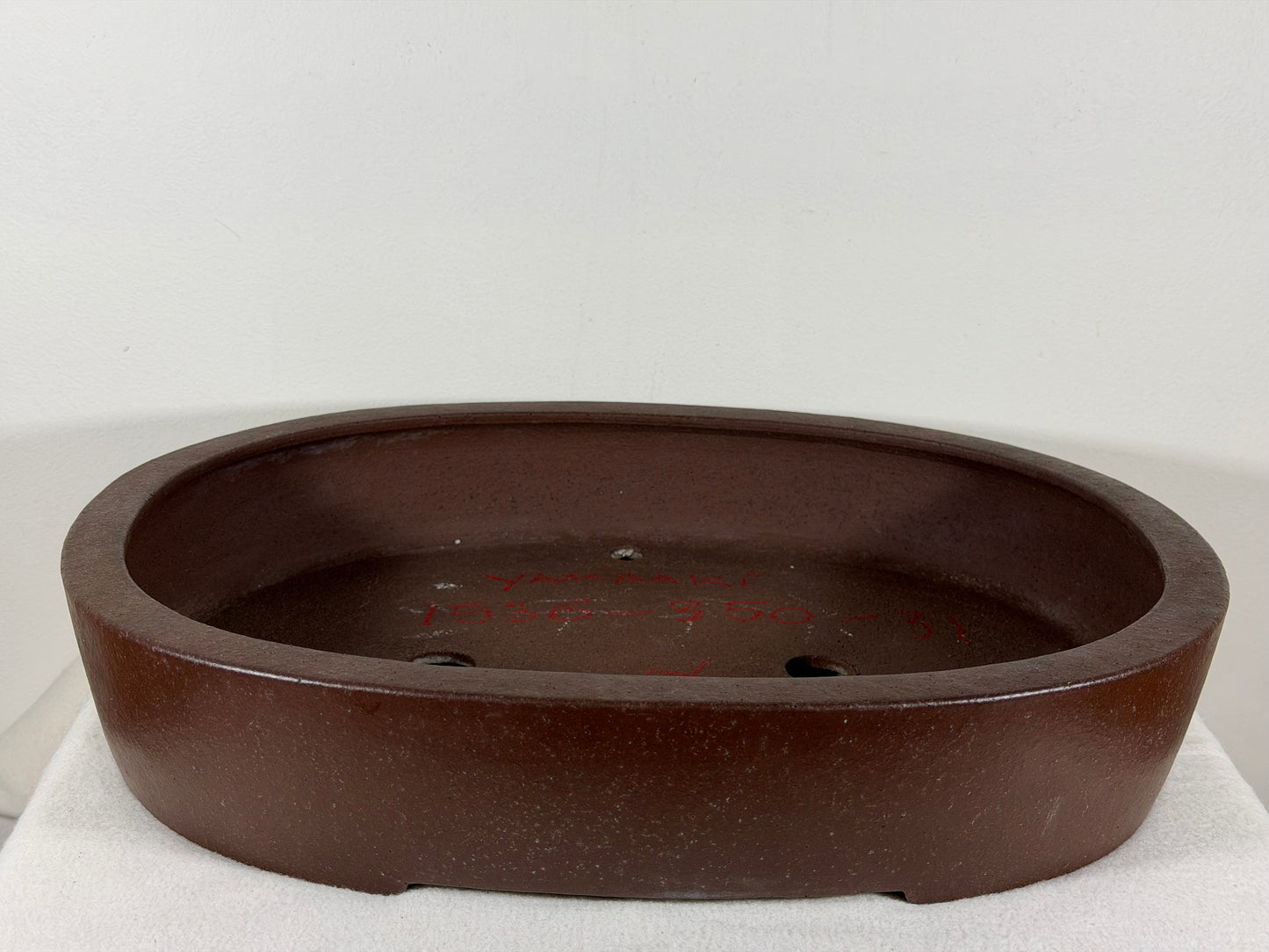 Preowned Japanese Tokoname Unglazed Oval Bonsai Pot Yamaaki - 16.25” By 12.75”