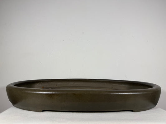 Preowned Japanese Tokoname Unglazed Shallow Oval Bonsai Pot Seizan - 20.75” By 14.75”