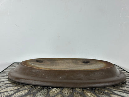 Preowned Japanese Tokoname Unglazed Shallow Oval Bonsai Pot - 13.25” By 10.5”