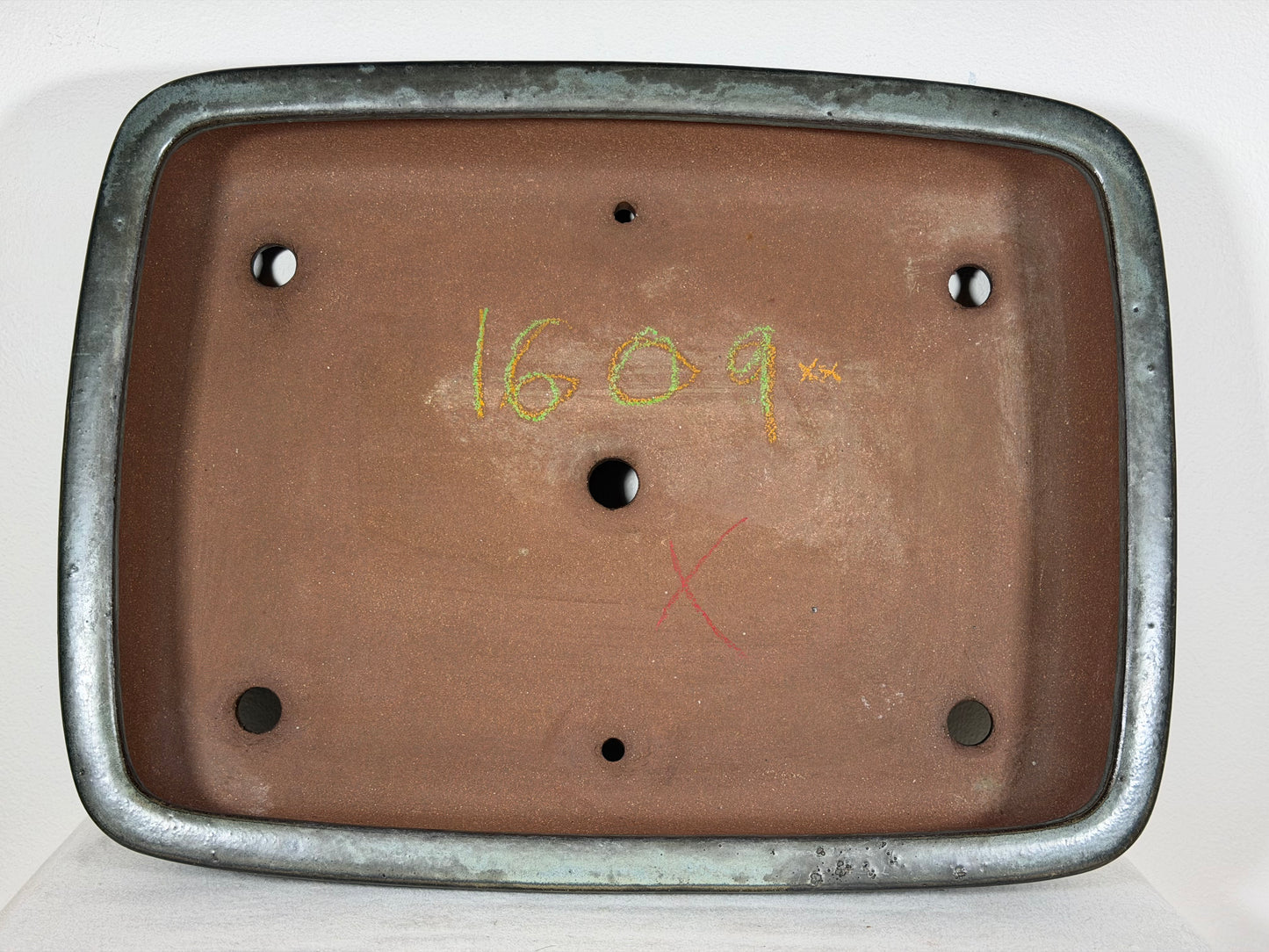 Preowned Japanese Tokoname Glazed Rectangular Bonsai Pot Shizan - 16.25” By 12.25”