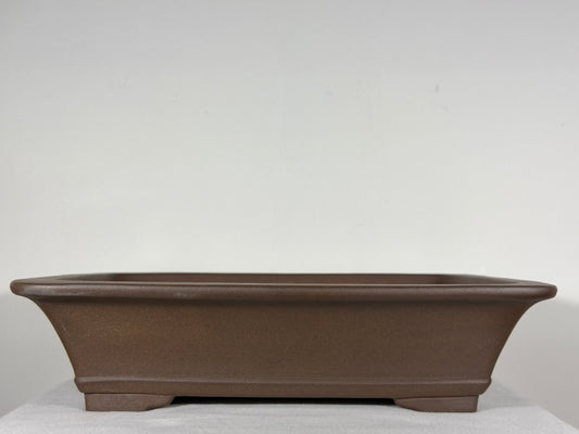 Preowned Japanese Tokoname Unglazed Rectangular High Quality Bonsai Pot Yuuji Nakano - 16.5” By 13.5”