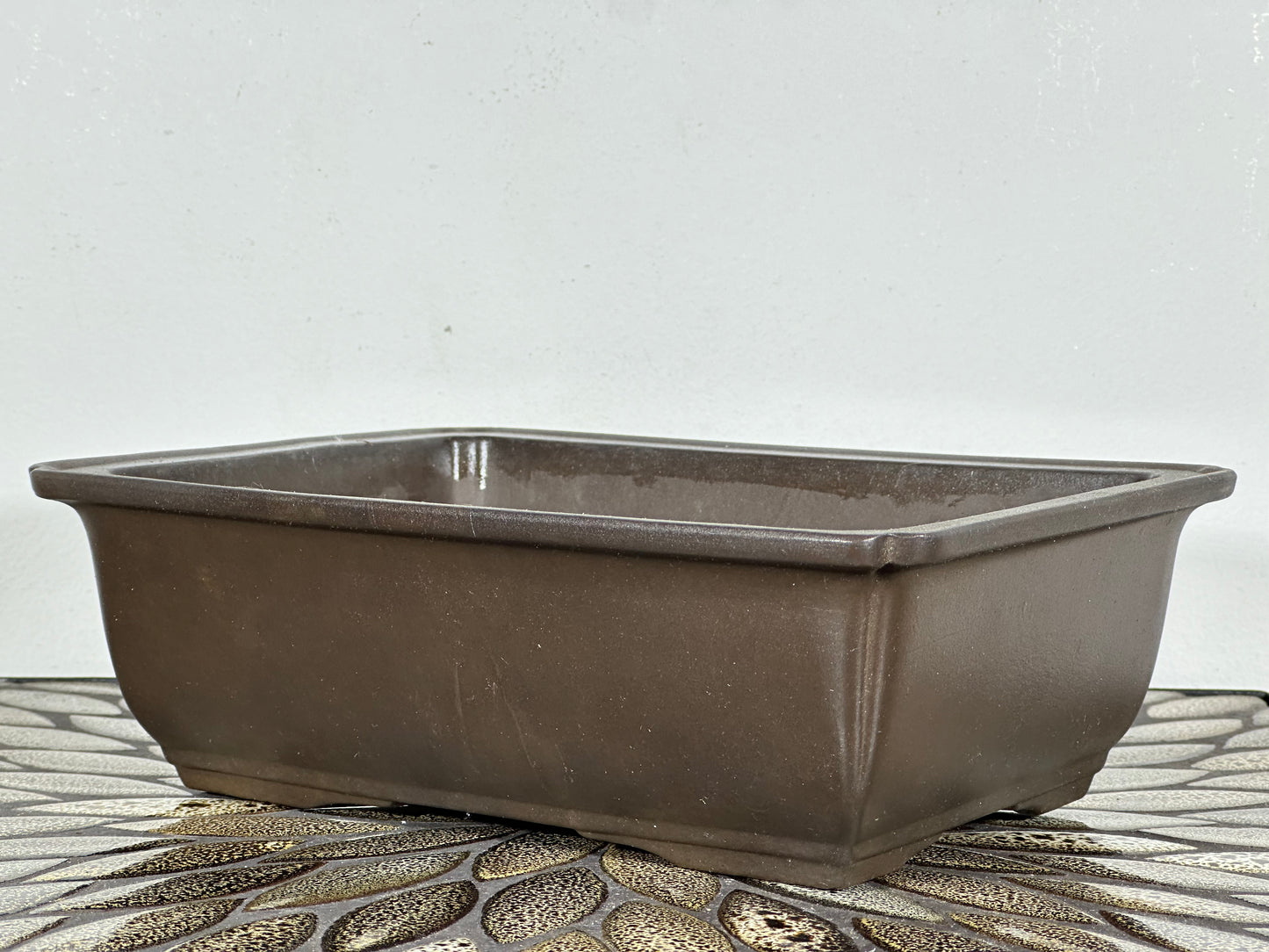 Preowned Japanese Tokoname Unglazed Rectangular Bonsai Pot - 9.75” By 7.25”