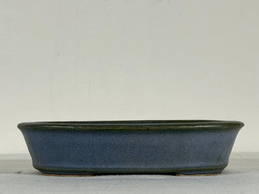 Preowned Japanese Tokoname Glazed Oval Bonsai Pot Hatutori - 6.5” By 4.75”