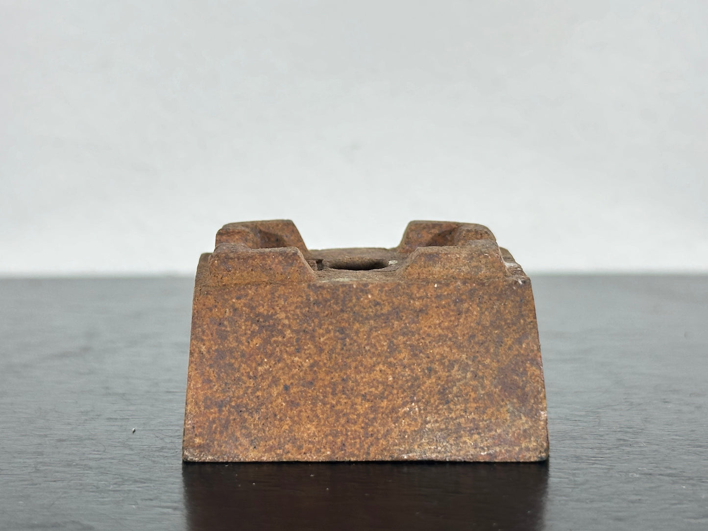 Preowned Japanese Tokoname Mame Rectangular Bonsai Pot with Stamp - 1.5” By 1”