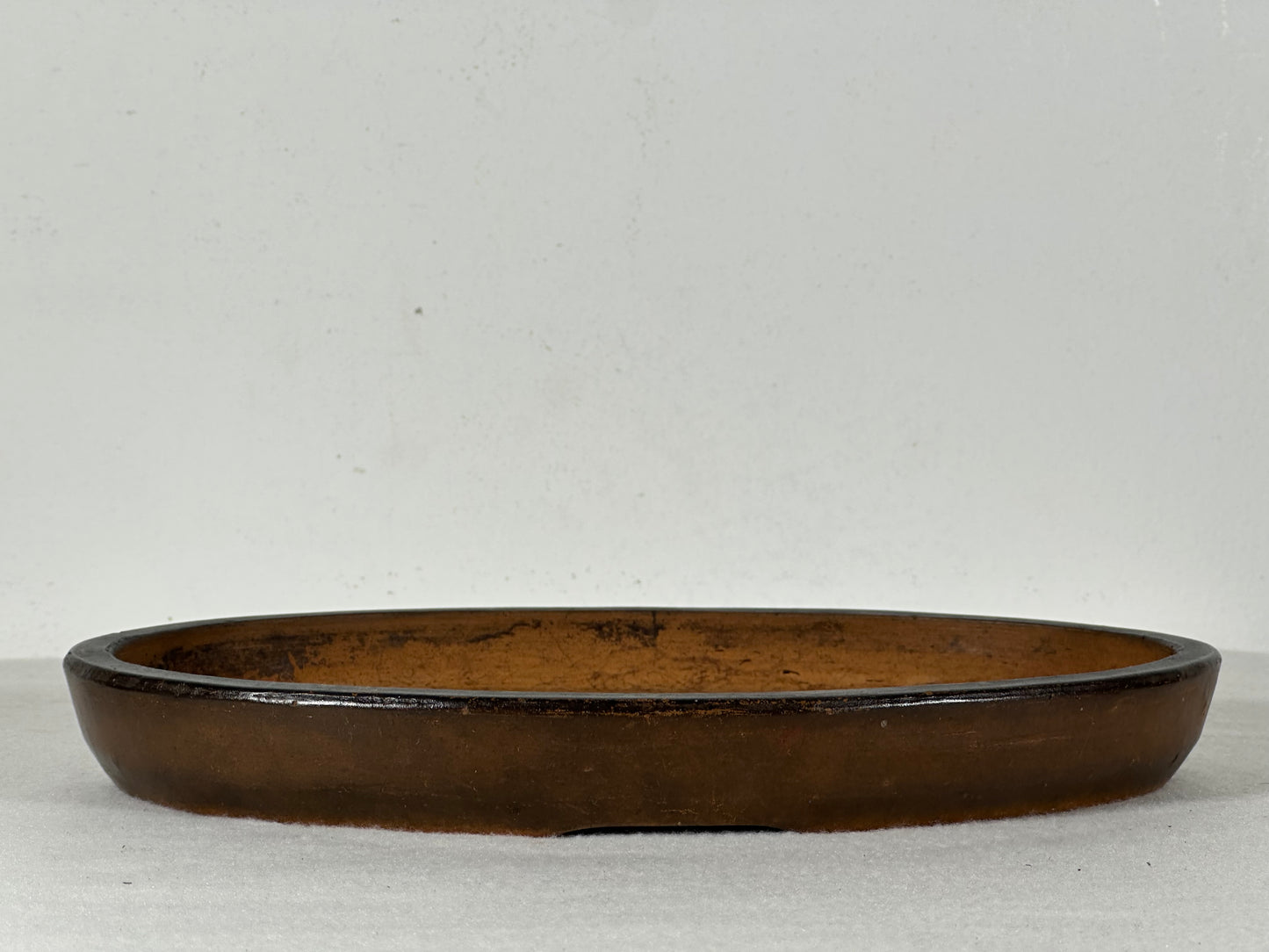 Preowned Japanese Tokoname Unglazed Oval Shallow Bonsai Pot - 10.25” By 6.5”