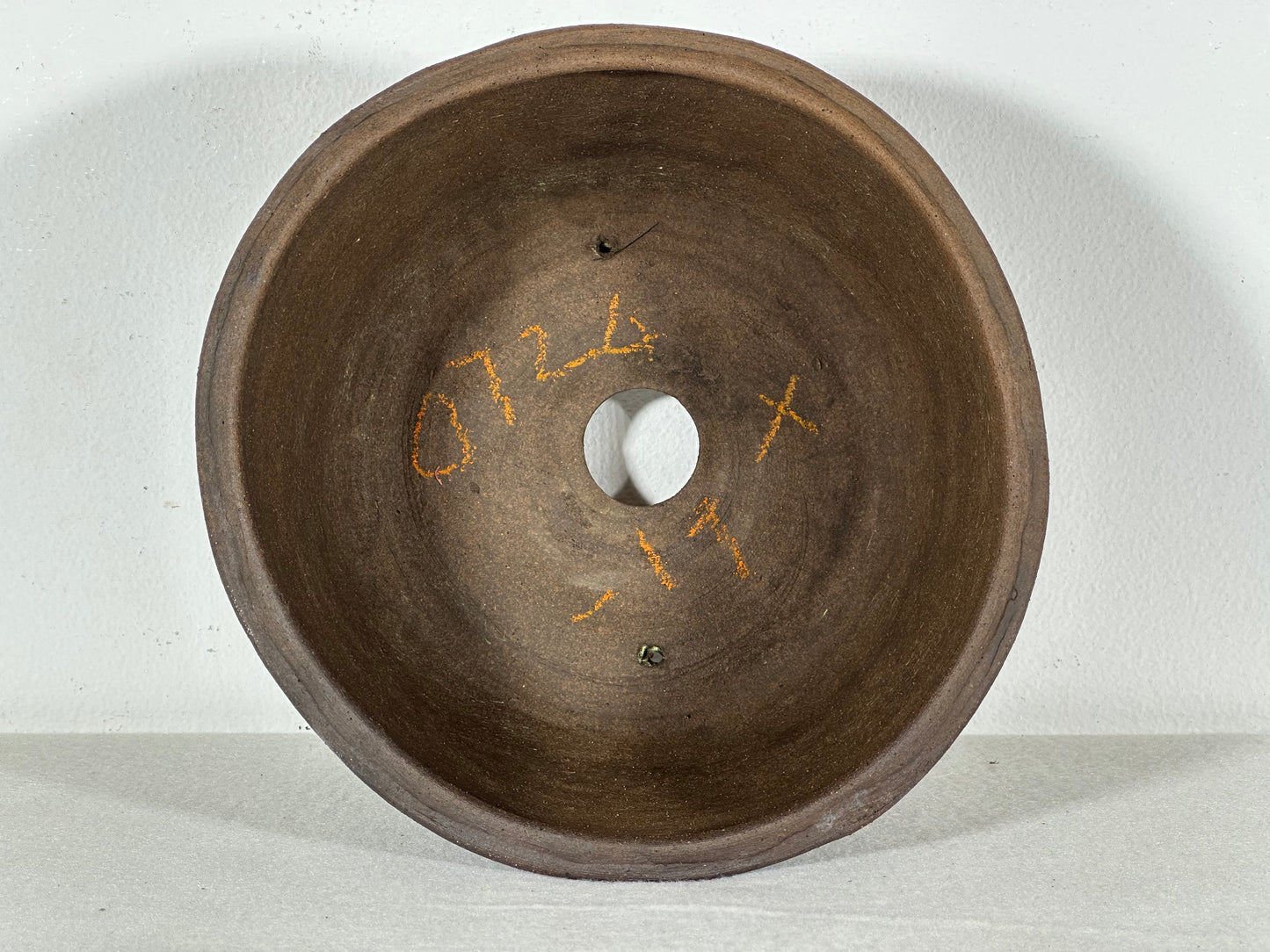 Preowned Japanese Tokoname Unglazed Round Bonsai Pot - 7.25” By 3.75”