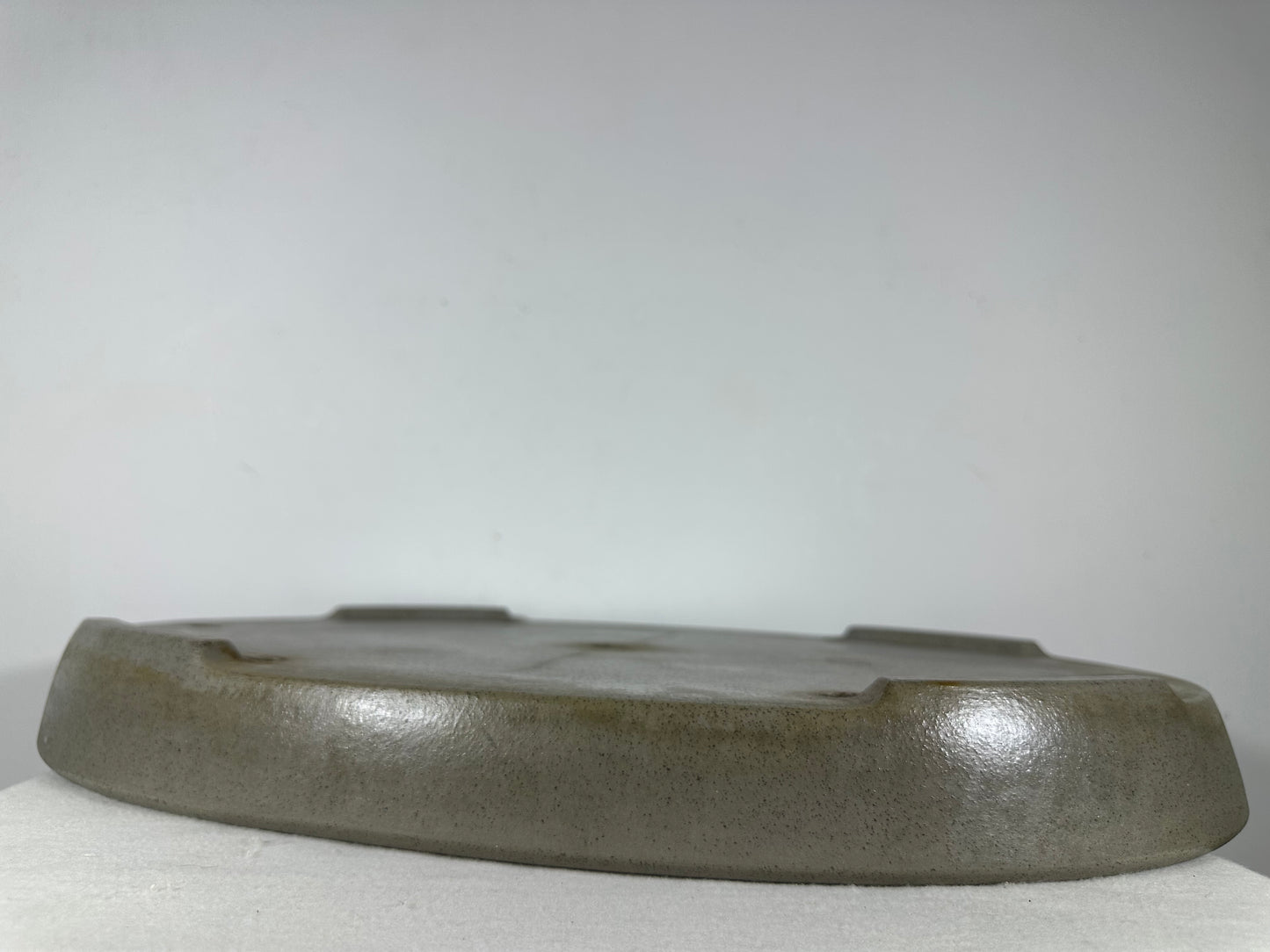 Preowned Japanese Tokoname Unglazed Oval Shallow Bonsai Pot Seizan - 20.75” By 14.75”
