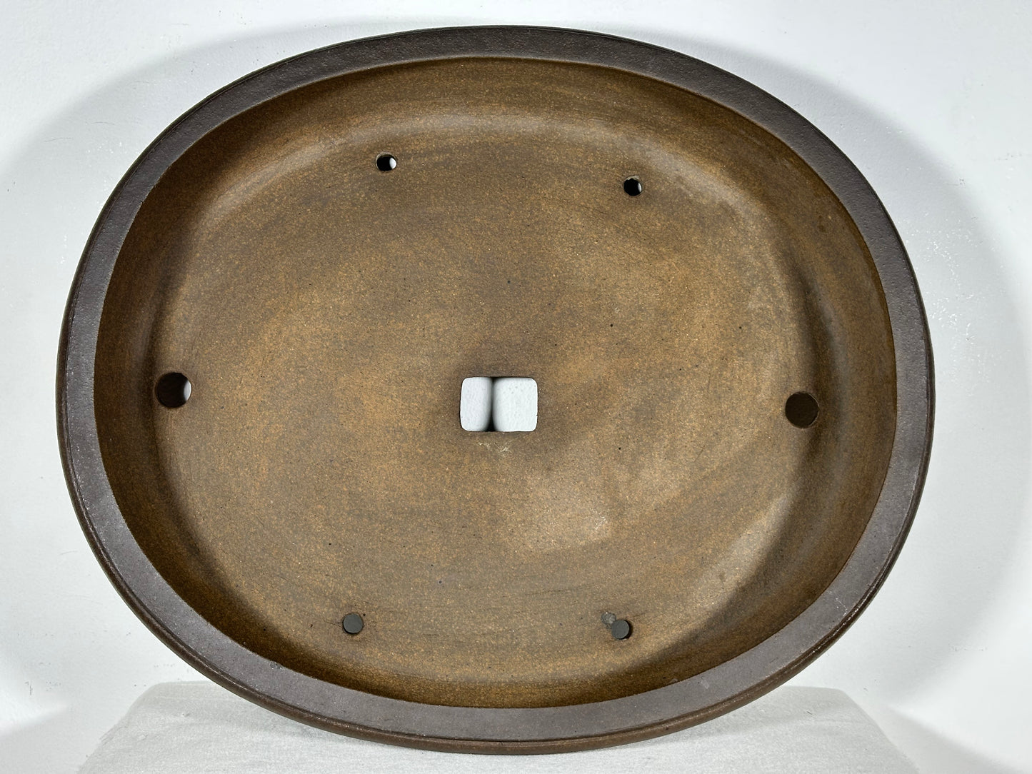 Preowned Vintage Japanese Tokoname Unglazed Oval Bonsai Pot Mazan Terahata - 18” By 15”