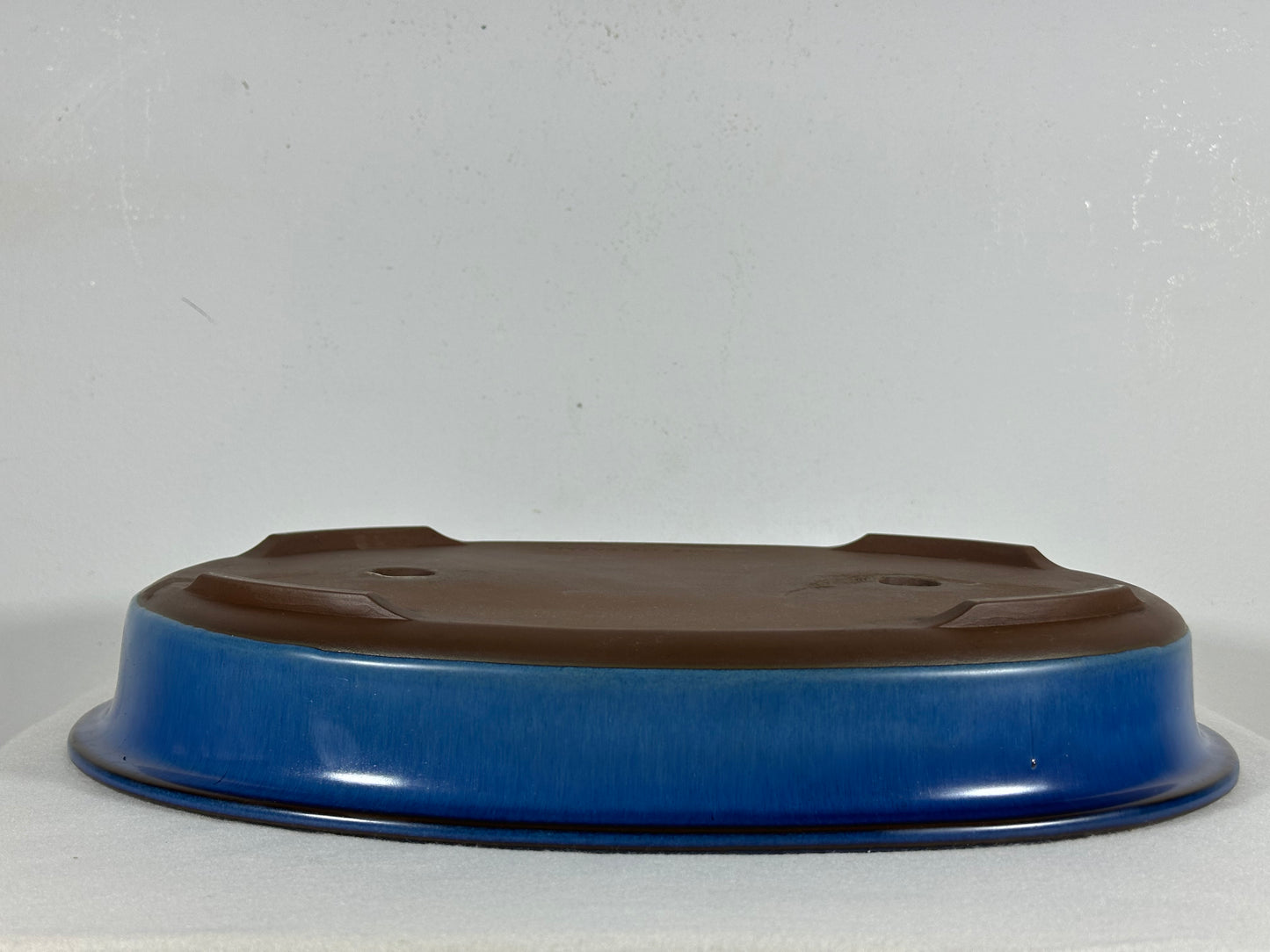 Preowned Japanese Tokoname Glazed Oval Shallow Bonsai Pot - 14.5” By 11”