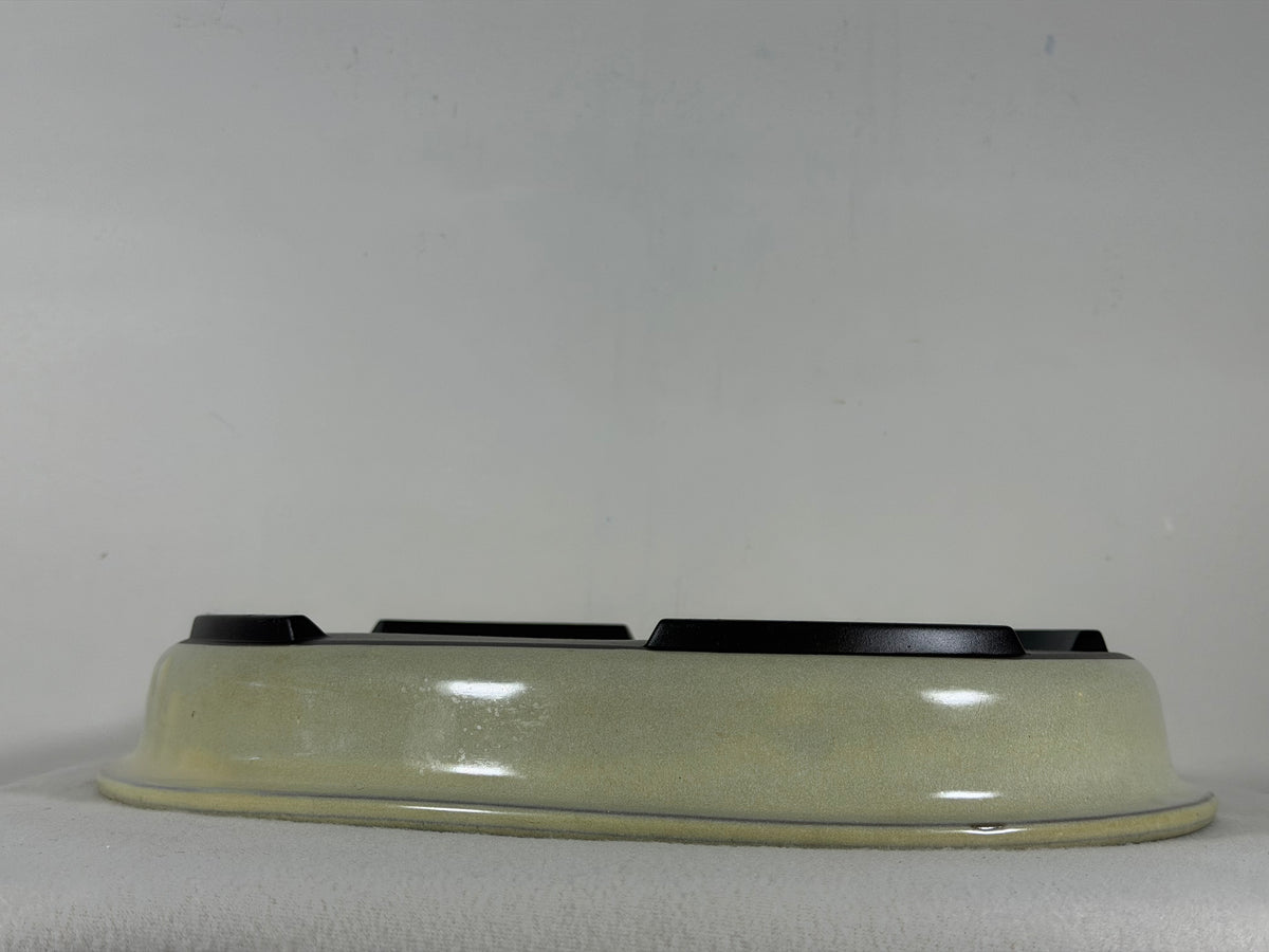 Preowned Japanese Tokoname Glazed Oval Bonsai Pot - 13.75” By 11”