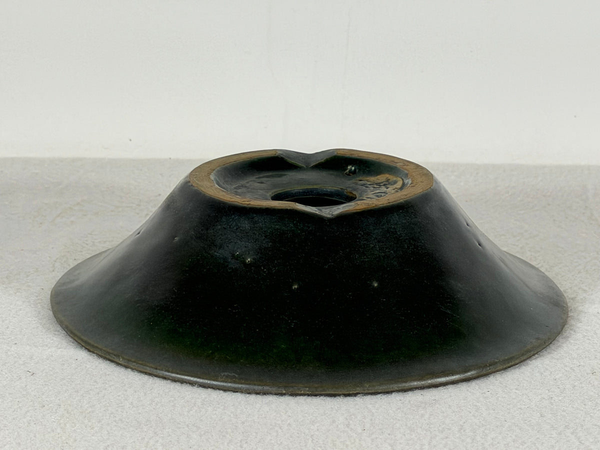 Preowned Japanese Tokoname Glazed Round Bonsai Pot Syuhou Yoshimura - 7.75” By 2”