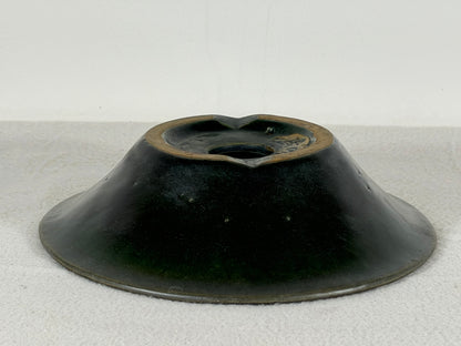 Preowned Japanese Tokoname Glazed Round Bonsai Pot Syuhou Yoshimura - 7.75” By 2”