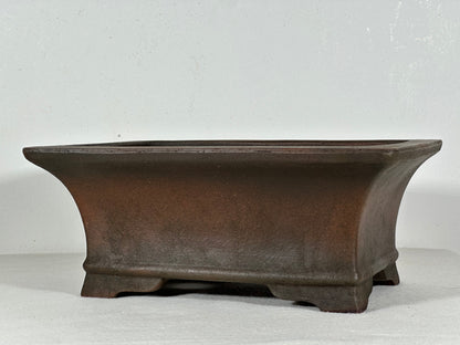Preowned Japanese Tokoname Rectangular Bonsai Pot Zennigou - 9.75” By 7.25”