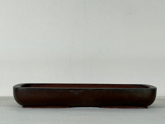 Preowned Old China Unglazed Shallow Rectangular Bonsai Pot - 8.25” x 5” x 1.25”
