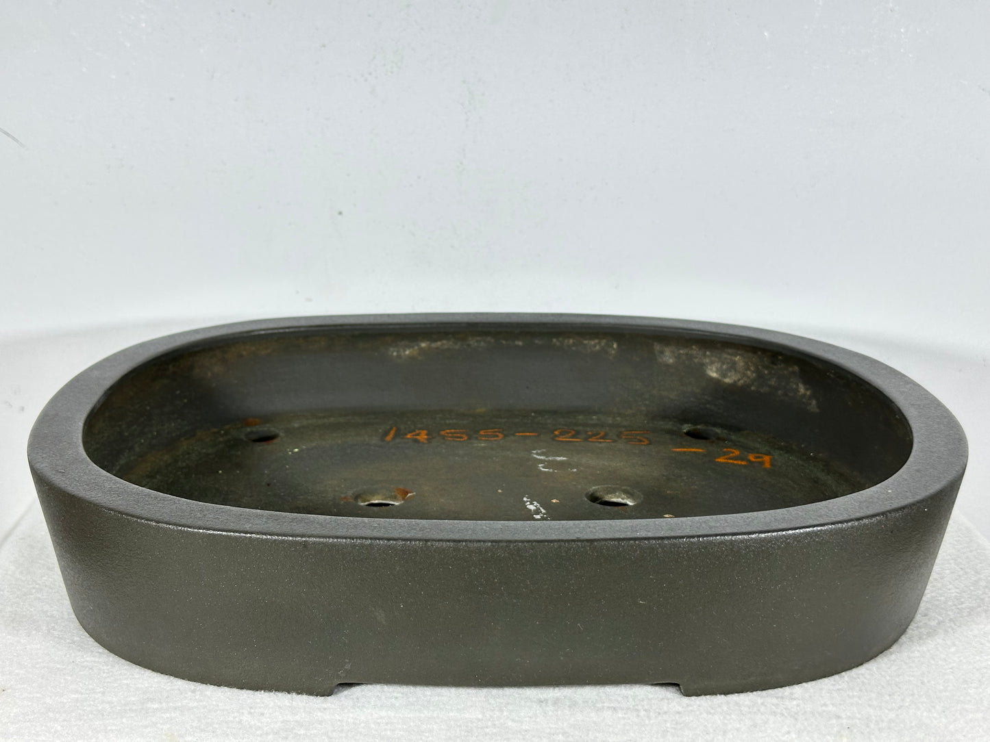 Preowned Japanese Tokoname Unglazed Oval Bonsai Pot Seizan - 14.25” By 11.5”