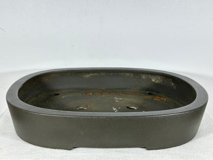 Preowned Japanese Tokoname Unglazed Oval Bonsai Pot Seizan - 14.25” By 11.5”