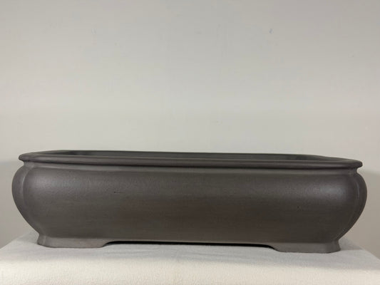 Preowned Japanese Tokoname Unglazed Rectangular Bonsai Pot Tousyou - 16.25” By 12.5”