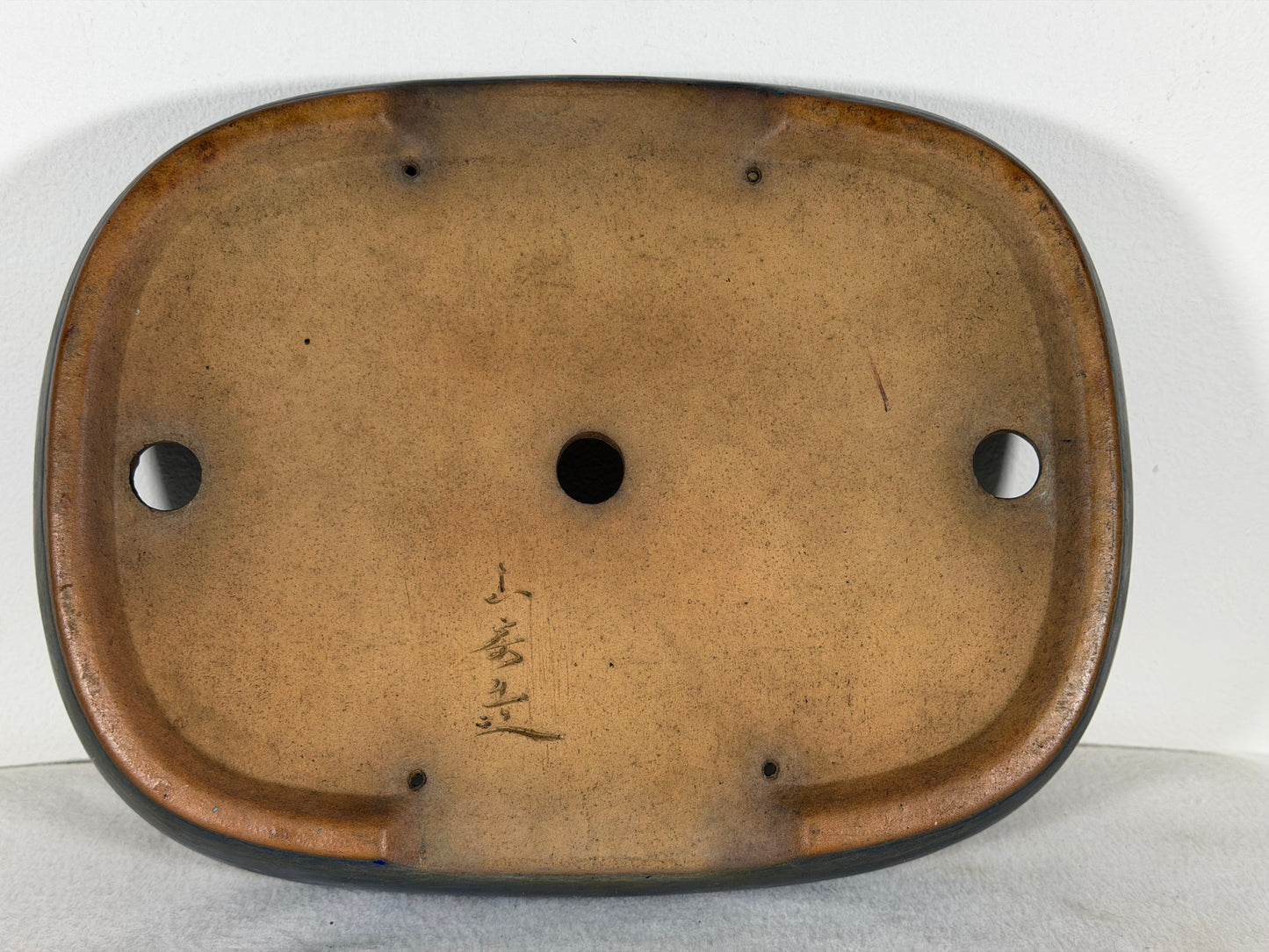 Preowned Japanese Tokoname Glazed Rectangular Bonsai Pot Yamafusa - 11.25” By 8.5”