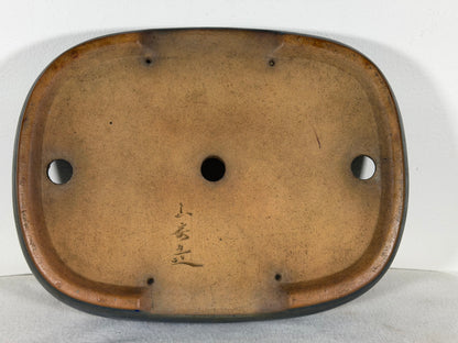 Preowned Japanese Tokoname Glazed Rectangular Bonsai Pot Yamafusa - 11.25” By 8.5”