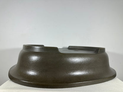 Preowned Japanese Tokoname Unglazed Oval Bonsai Pot Seizan - 20.5” By 16.25”